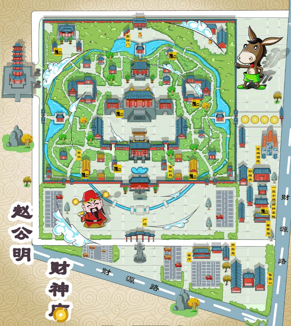 仙居寺庙类手绘地图